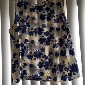 White, yellow and blue floral shell